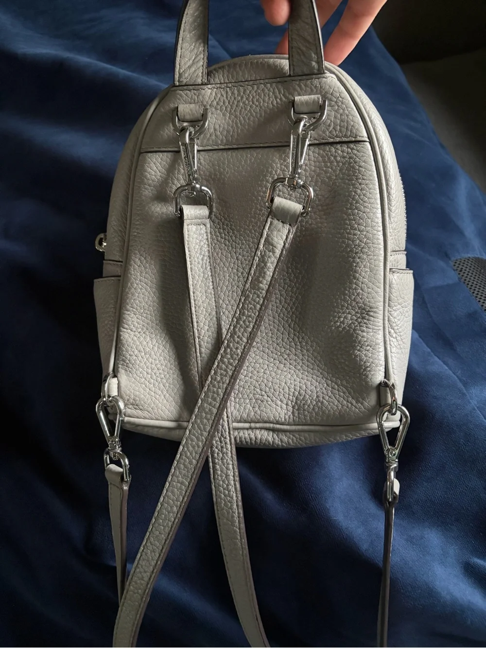 Michael Kors Silver Studded Mini Backpack Abbey Grey